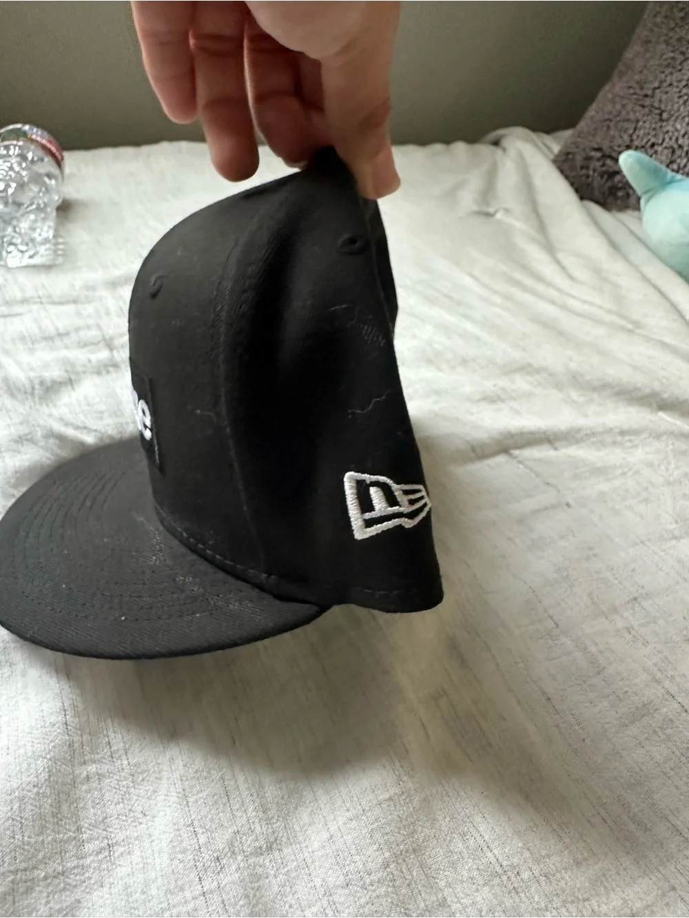 Supreme Black Snapback Hat with White Logo